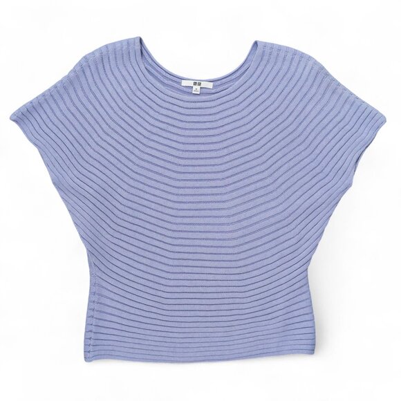 Uniqlo 3D Cotton Boat Neck Sweater – Lavender, Size M (fits S), Excellent Cond't - Picture 2 of 11